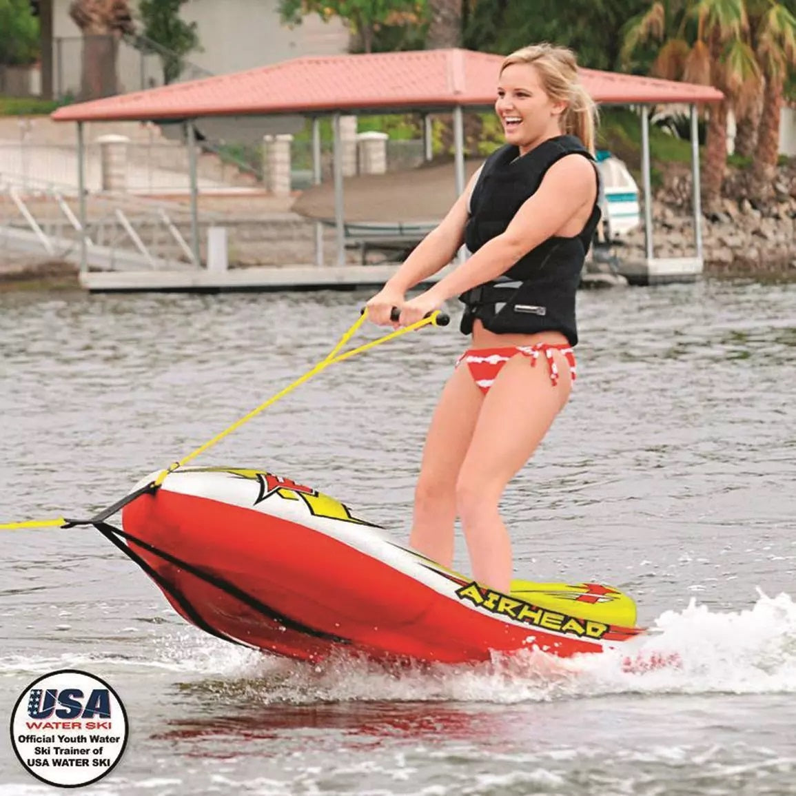Airhead Big EZ-Ski Inflatable Single Rider Hybrid Kids Water Ski Trainer