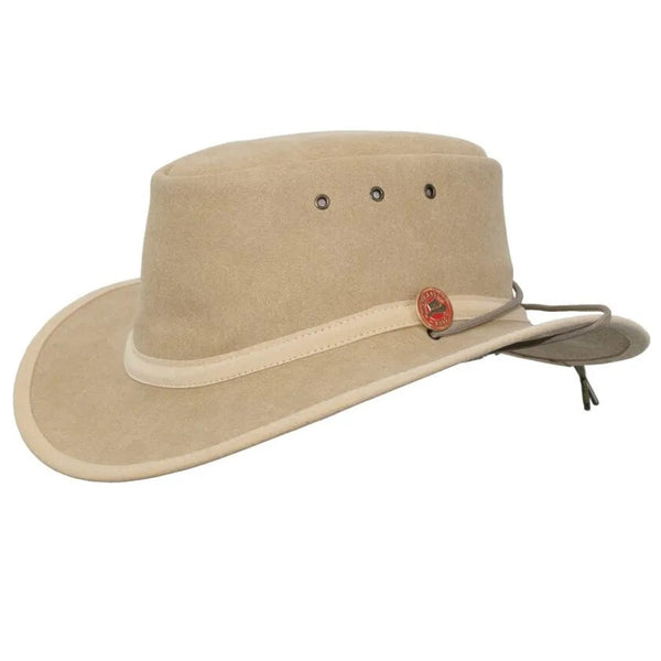 Argyle Synthetic Micro Suede Waterproof Hat with Chin Strap and Toggle - Sand