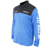 Jetpilot Venture Men's Long Sleeve Fishing Polo Shirt (Black-Blue)