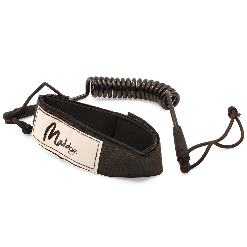 Maddog 1.2m Coiled Bicep Bodyboard Strap Leash (Black)