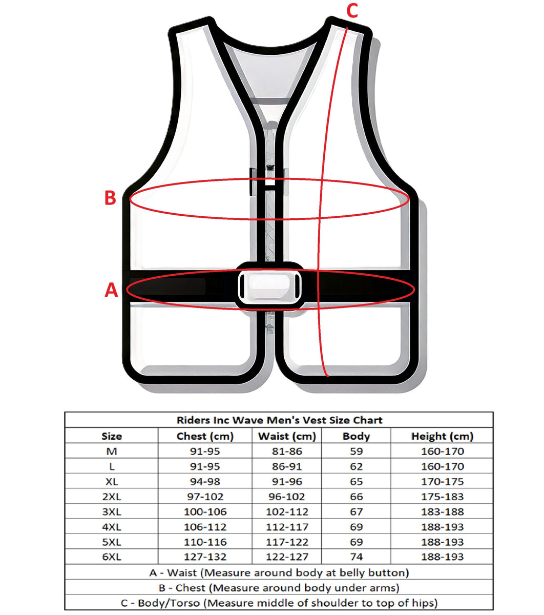 Riders Inc The Wave Men's PFD Life Jacket Vest Black-Grey Sizes L