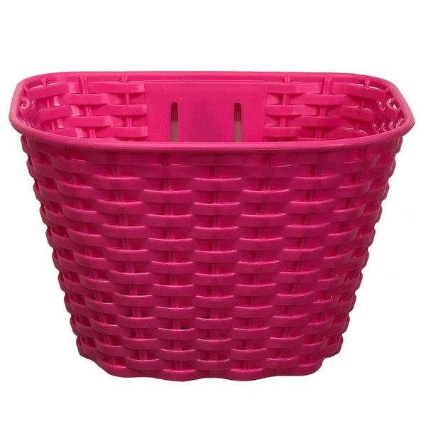 Pink Plastic Wicker style Front Bike Basket