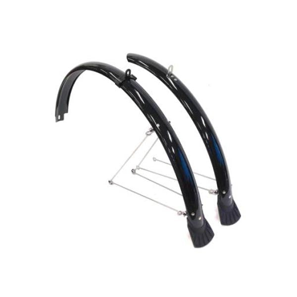 Flinger 700c Black Plastic Front and Rear Bike Mudguard Set 44mm Wide