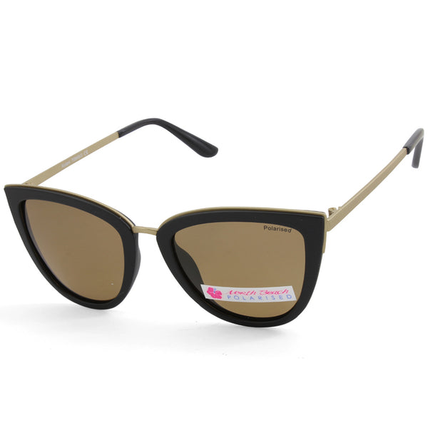 North Beach Kulani 70649 Black Gold/Brown Polarised Womens Sunglasses