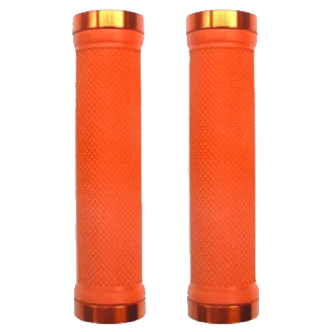 Trigram Lock-on Bike Grips Kraton Rubber 130mm with 2 side lock rings Orange