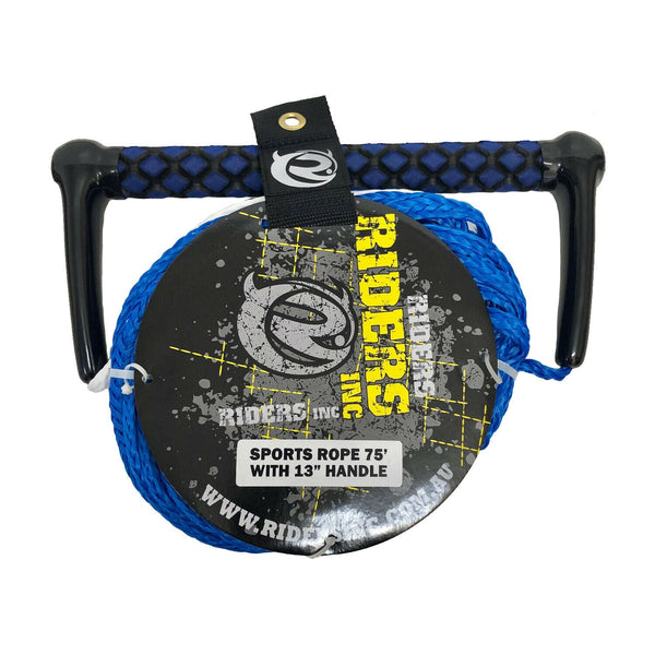 Riders Inc 75' BLUE Waterski Tow Rope with 13" Aluminium Core Handle