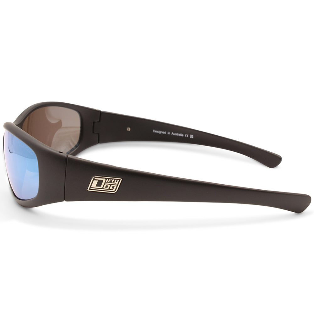 Dirty Dog Boofer Satin Black/Ice Blue Mirror Mens Polarised Sunglasses