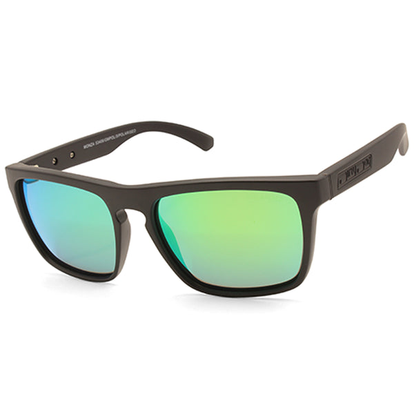 Dirty Dog Monza Matte Black/Green Mirror Polarised Unisex Sunglasses 53406