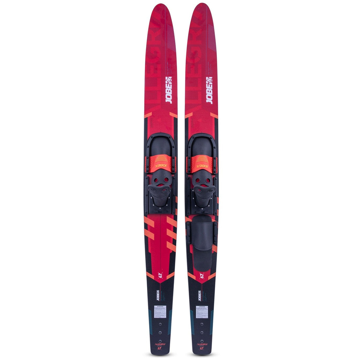 Jobe Allegre 67-inch Adult Recreational Combo Water Skis (Red)