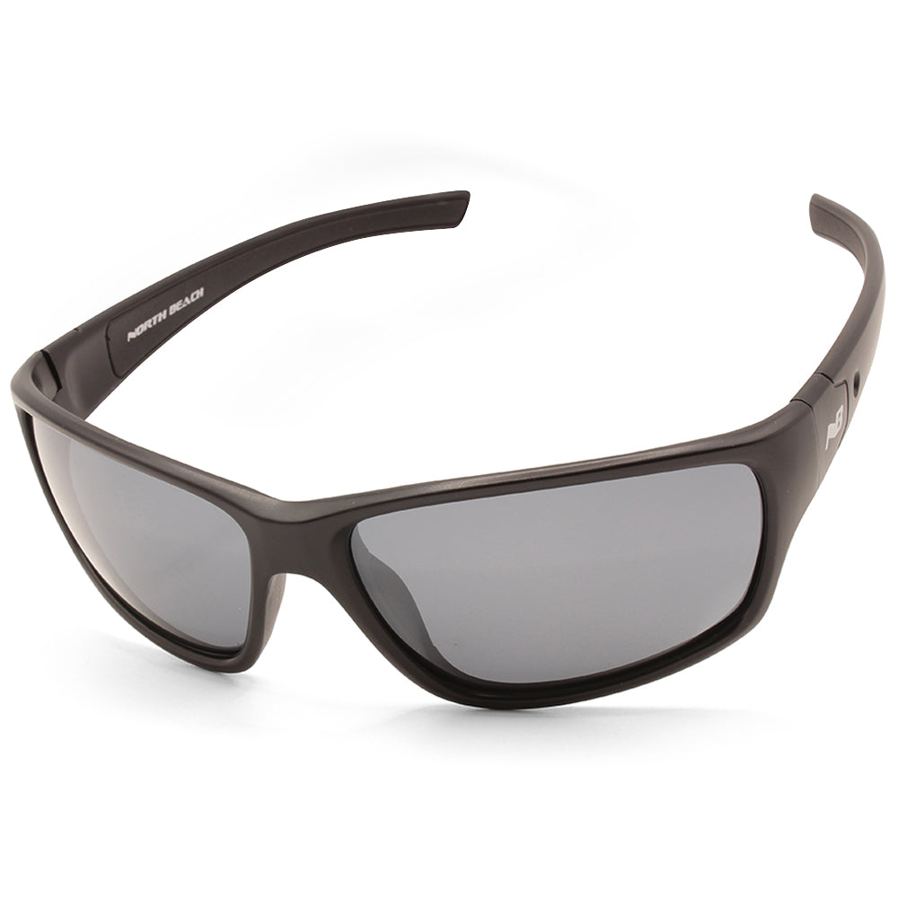 North Beach Gooper Satin Black/Grey Flash Mirror Men's Polarised Sunglasses