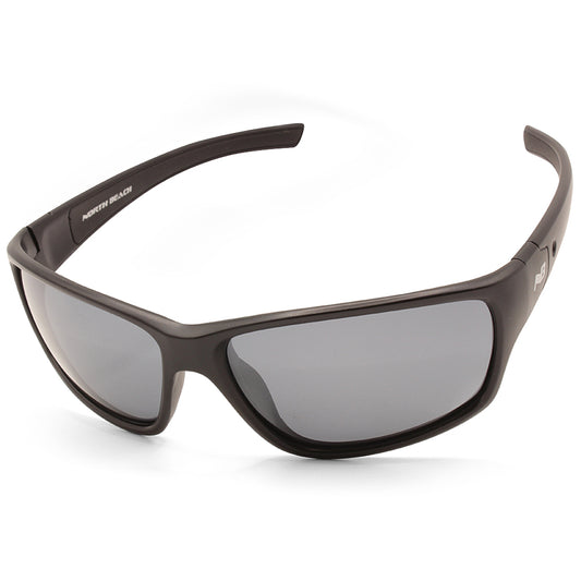 North Beach Gooper Satin Black/Grey Flash Mirror Men's Polarised Sunglasses
