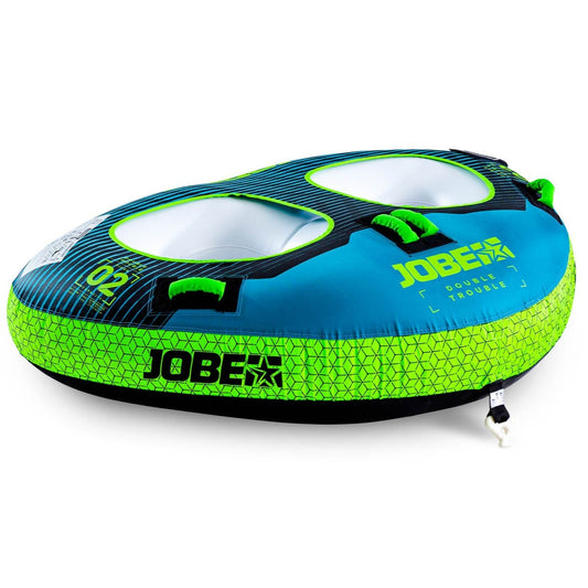Jobe Double Trouble 2-Person Inflatable Towable Ski Tube (Lime Green/Aqua Blue)
