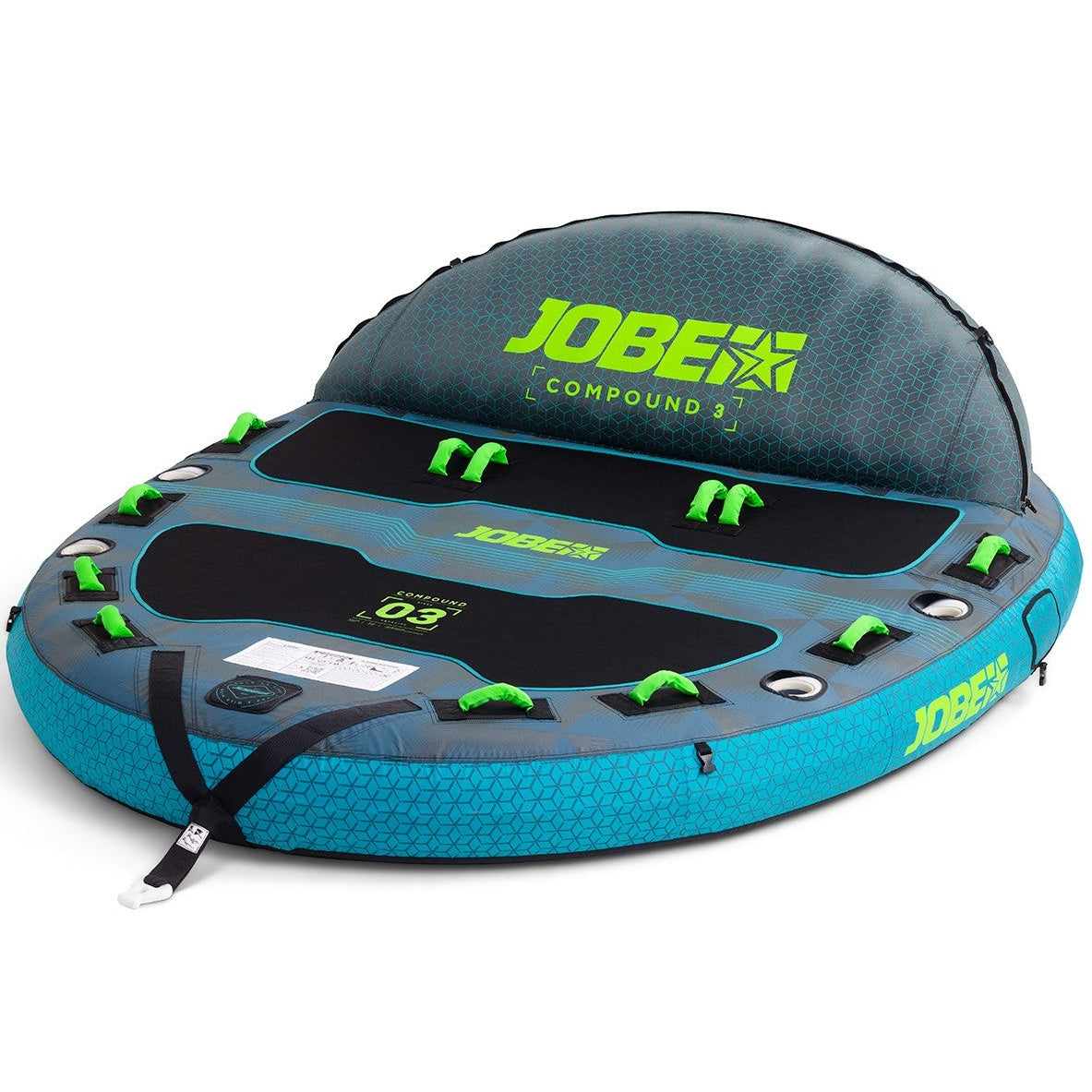 Jobe Compound 3-Person Multi-Position Inflatable Towable Ski Tube (Blue/Grey)