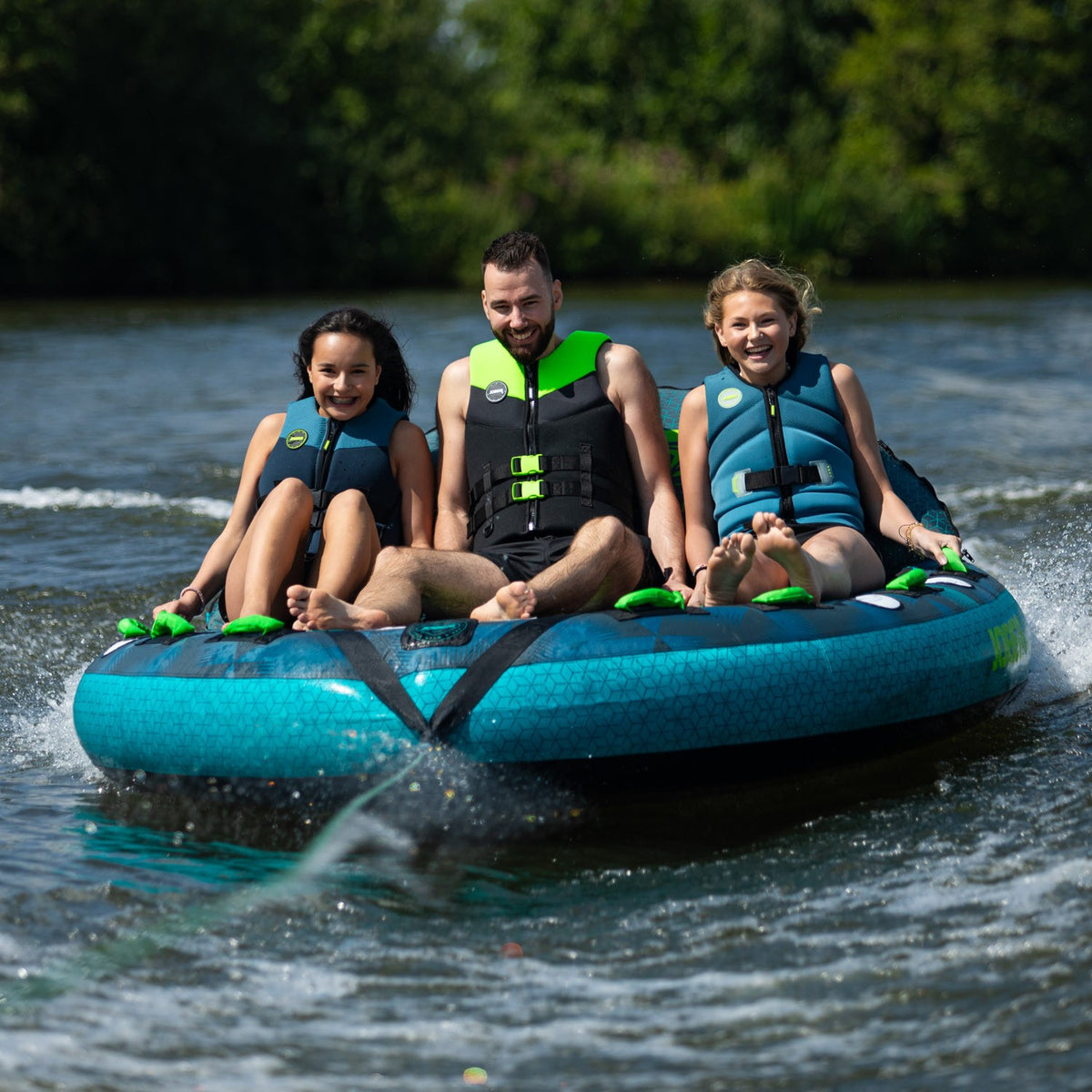Jobe Compound 3-Person Multi-Position Inflatable Towable Ski Tube (Blue/Grey)