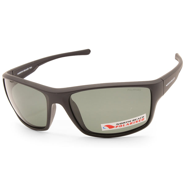 North Beach Biringo Matte Black/Green Men's Polarised Sunglasses 70624
