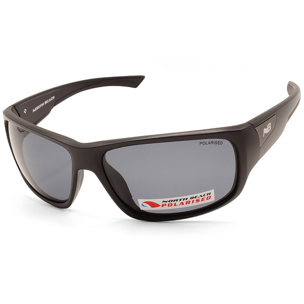 North Beach Quinn Satin Black/Grey Men's Polarised Sports Sunglasses 70727