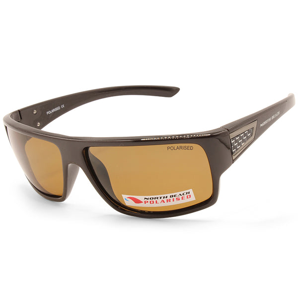 North Beach Blowfish Polished Dark Brown/Brown Polarised Men's Sunglasses 70348