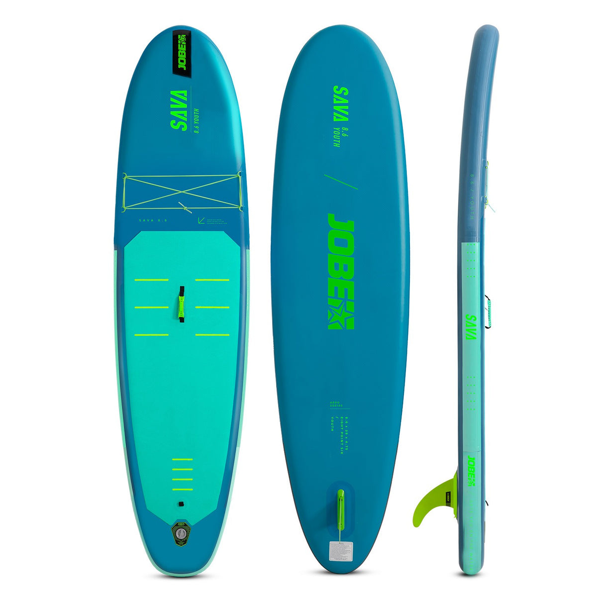 Jobe Aero Sava Youth 8'6" Inflatable SUP Stand-Up Paddle Board Package (Green/Aqua)