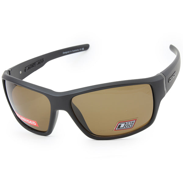 Dirty Dog Knox Satin Black/Brown Polarised Men's Sports Sunglasses 53614