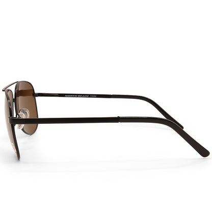 North Beach Fugu Satin Black/Brown Unisex Polarised Pilot Sunglasses