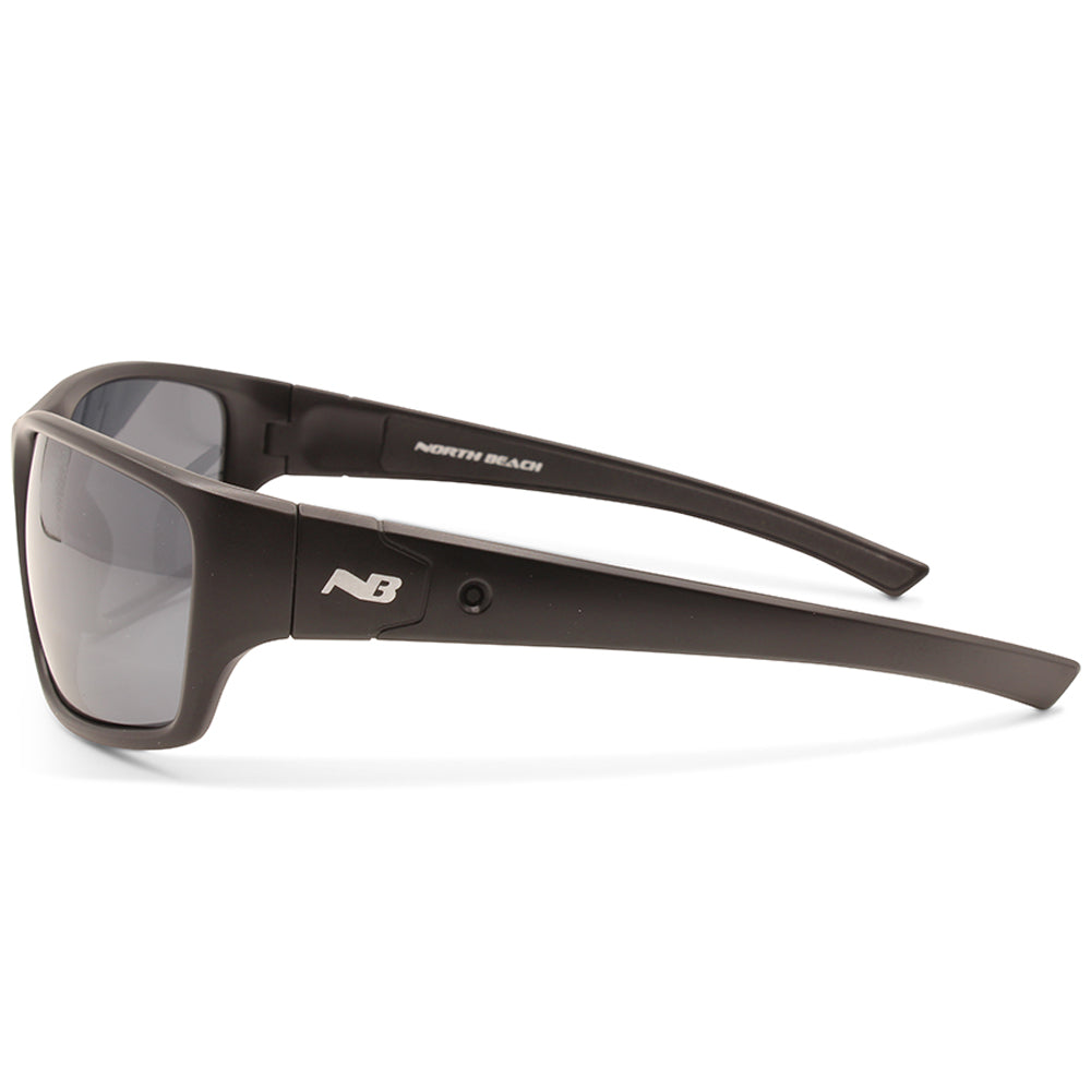 North Beach Gooper Satin Black/Grey Flash Mirror Men's Polarised Sunglasses