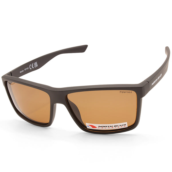 North Beach Moroko Satin Black/Brown Unisex Polarised Sunglasses 70714