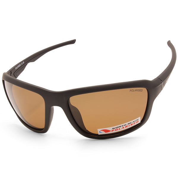 North Beach Leerfish Matte Black/Brown Unisex Polarised Sunglasses 70597
