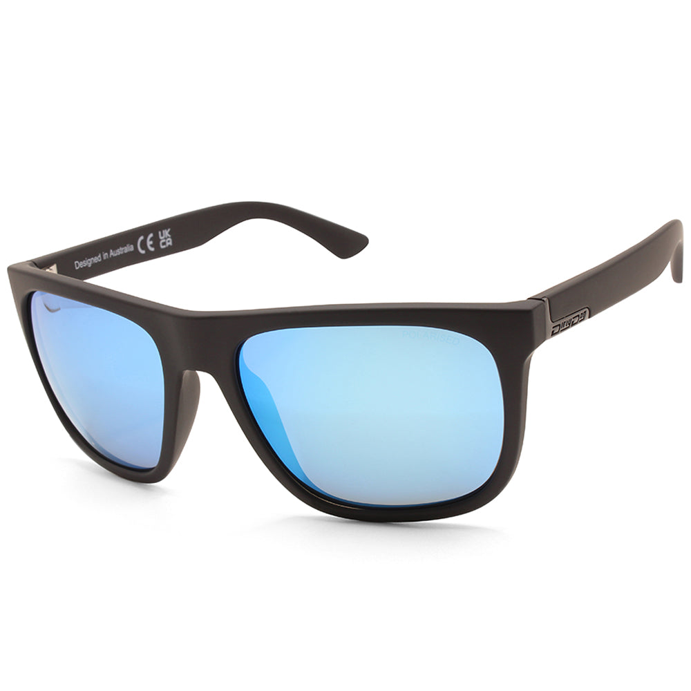 Dirty Dog Quag Satin Satin Black/Ice Blue Mirror Unisex Polarised Sunglasses