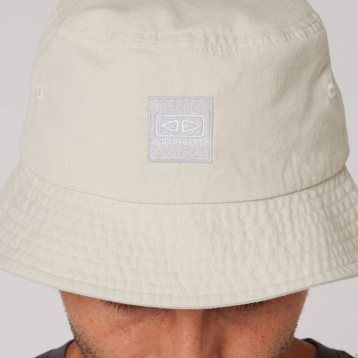 Ocean & Earth Men's Cotton Canvas Corp Bucket Hat (Vintage White)