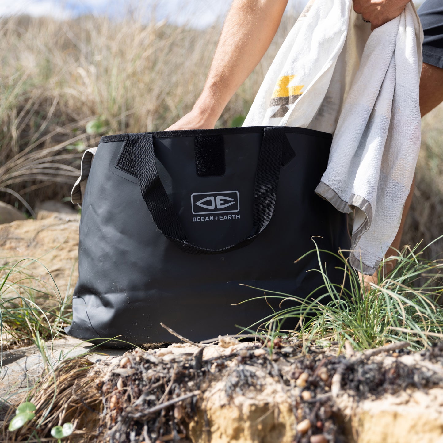 Ocean & Earth 47 Litre Waterproof Beach Tote Bag Black PVC Small