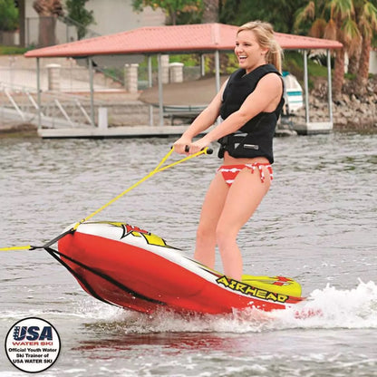 Airhead Big EZ-Ski Inflatable Single Rider Hybrid Kids Water Ski Trainer