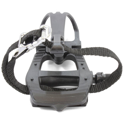 Bikelane Black Alloy Pedal and Nylon Toe Clip with Straps Set