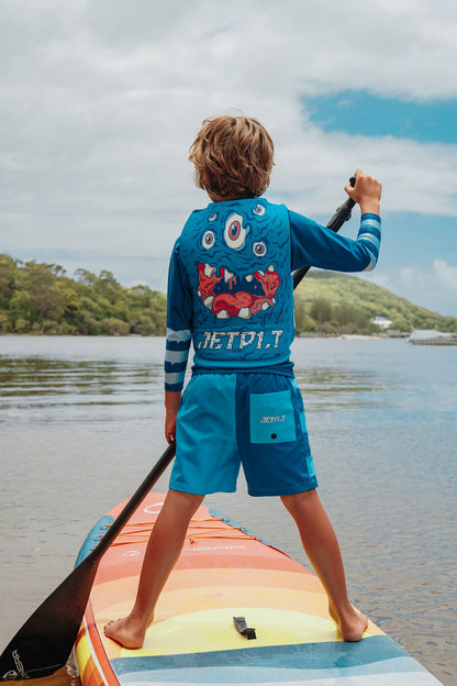 Jetpilot Cause Boys Blue Monster Neoprene L50s PFD Life Jacket Vest Sizes 3-14