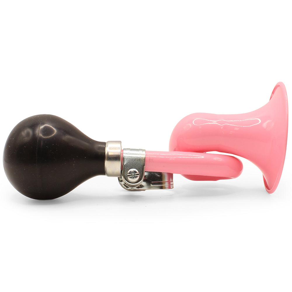 Pink Retro Style Bugle Type Bicycle Horn with Black Rubber Bulb