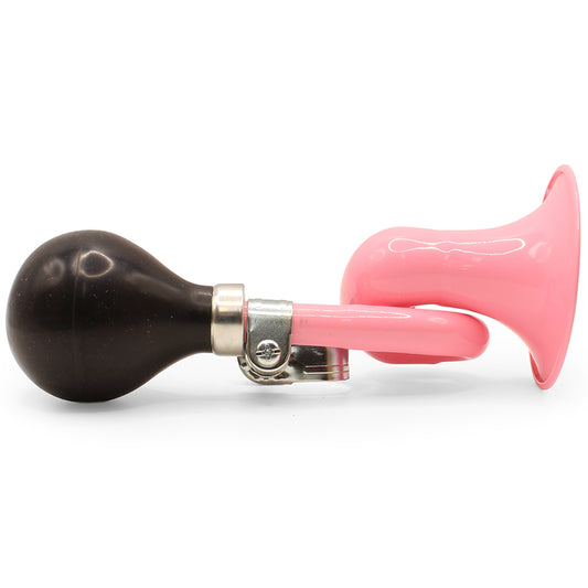 Pink Retro Style Bugle Type Bicycle Horn with Black Rubber Bulb
