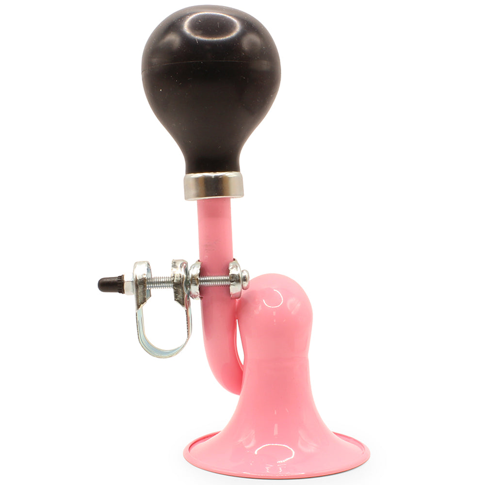 Pink Retro Style Bugle Type Bicycle Horn with Black Rubber Bulb