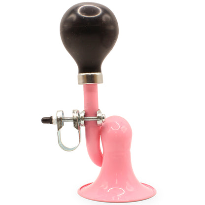 Pink Retro Style Bugle Type Bicycle Horn with Black Rubber Bulb