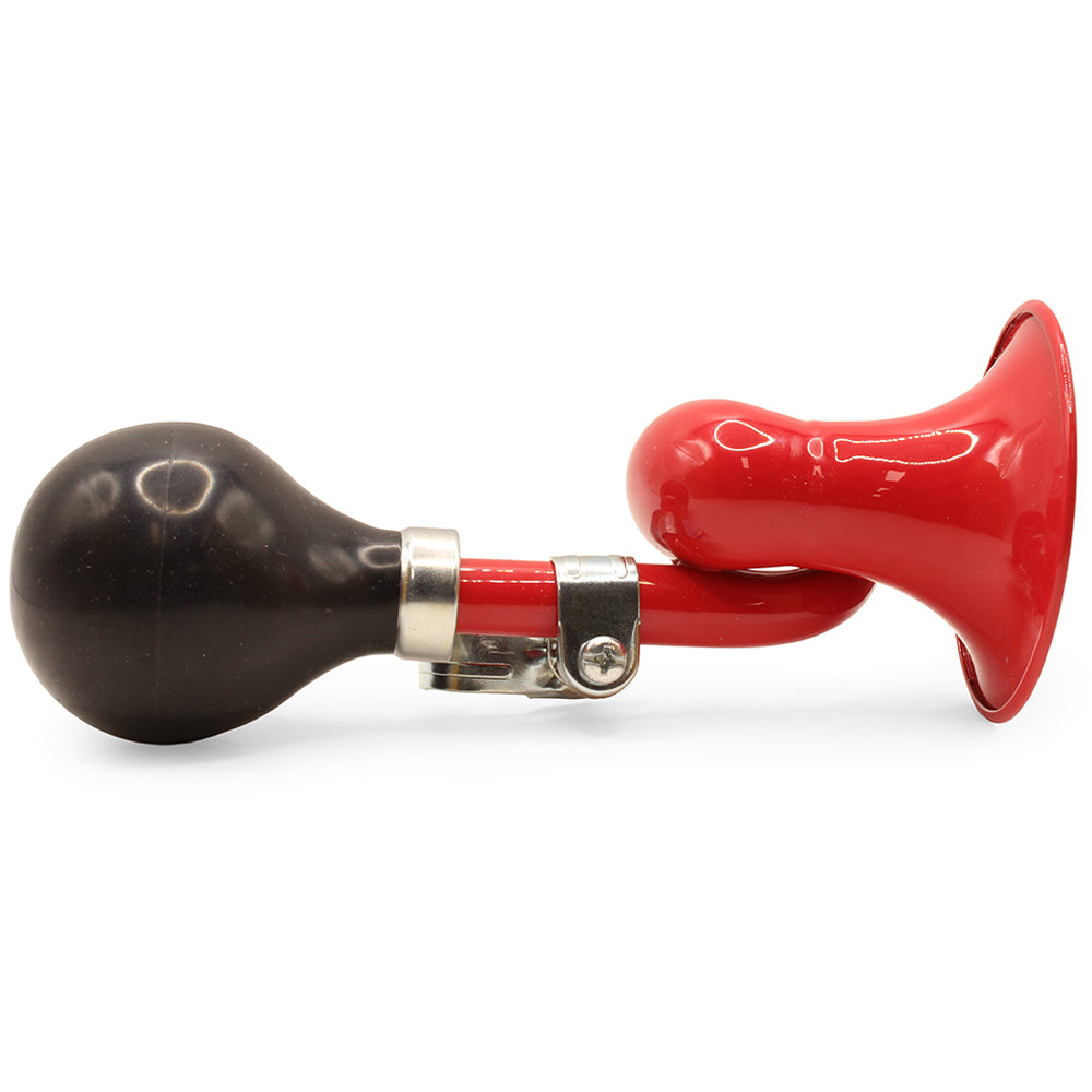 Red Retro Style Bugle Type Bicycle Horn with Black Rubber Bulb