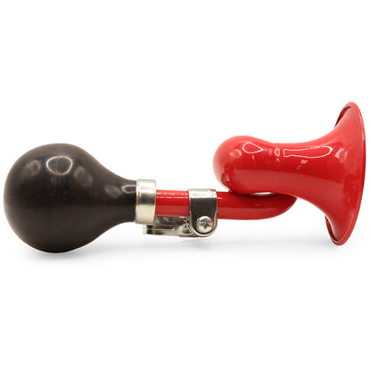 Red Retro Style Bugle Type Bicycle Horn with Black Rubber Bulb