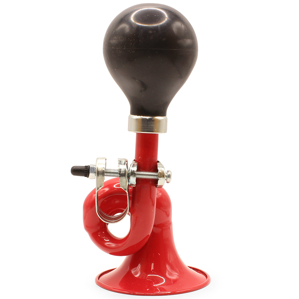 Red Retro Style Bugle Type Bicycle Horn with Black Rubber Bulb