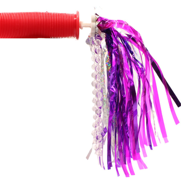 Bike's Up Kid's Bike Streamers/Tassels Silver Pink Purple with Beads