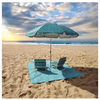 Mirage 2 x 2m Synthetic Soft Padded Beach Mat with Umbrella Hole (Aqua)