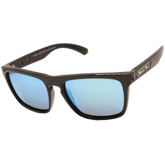 Dirty Dog Monza Shiny Black/Ice Blue Mirror Polarised Unisex Sunglasses