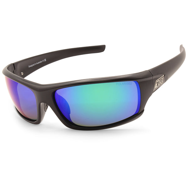 Dirty Dog Clank Satin Black/Green Mirror Polarised Men's Sports Sunglasses 53443