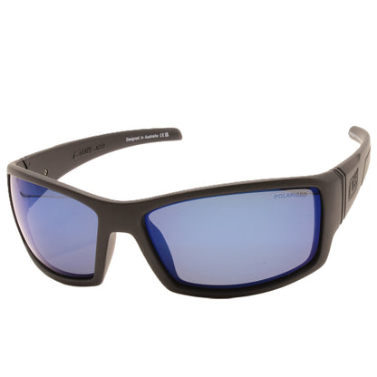 Dirty Dog Defendor Satin Black-Grey/Blue Mirror Polarised Men's Sunglasses