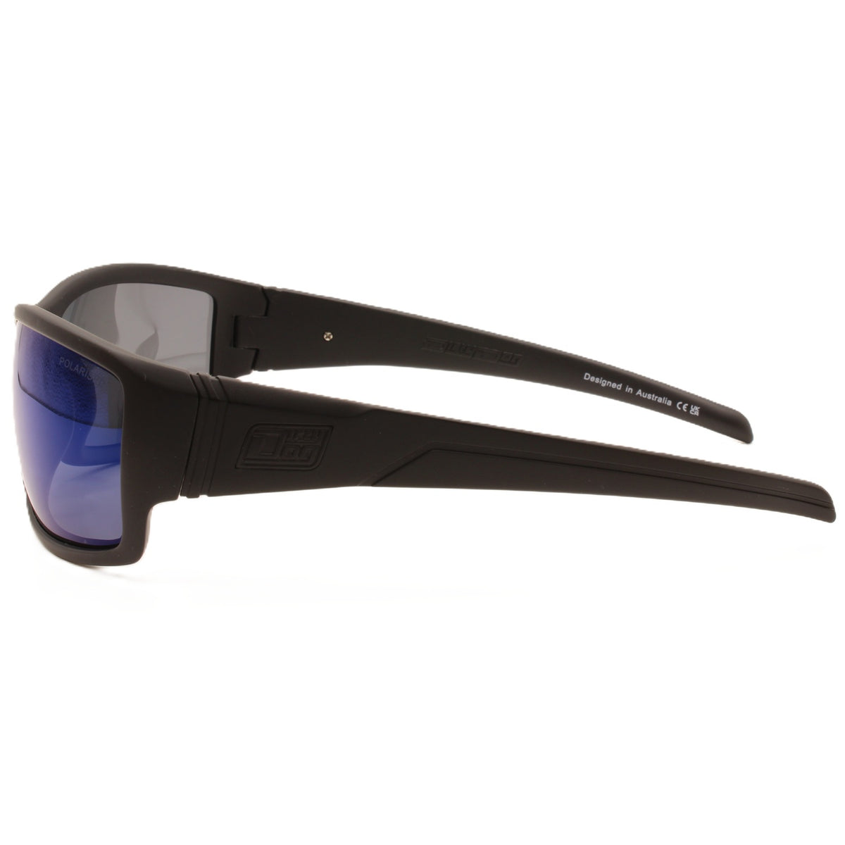Dirty Dog Defendor Satin Black-Grey/Blue Mirror Polarised Men's Sunglasses