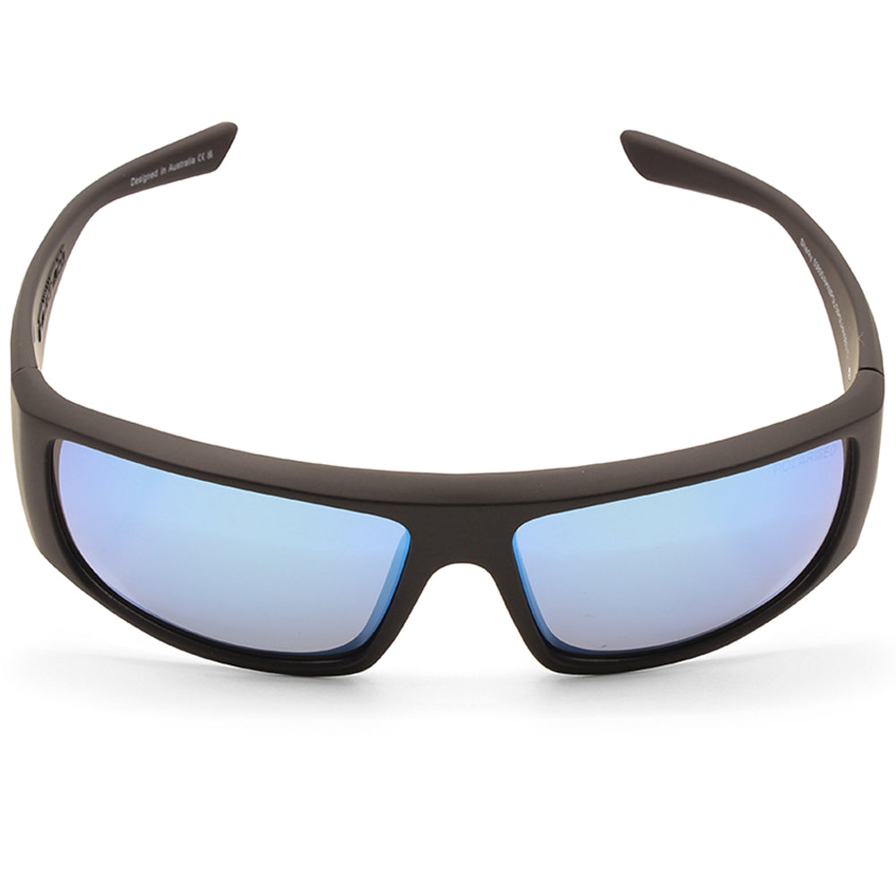 Dirty Dog Sharky Satin Black/Grey-Ice Blue Mirror Polarised Men's Sunglasses