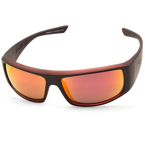 Dirty Dog Sharky Satin Black/Red Fusion Mirro Polarised Men's Sports Sunglasses