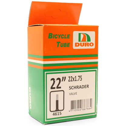 Duro 22" x 1.75 Bicycle Tyre Tube for 22 Inch Bike Tyres Schrader Valve