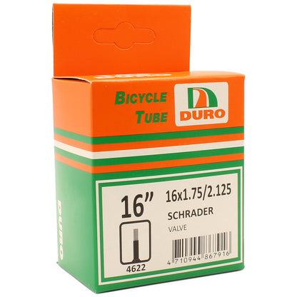 Duro 16 x 1.75/2.125 Bicycle Tyre Tube for 16" Inch Kids Bikes Schrader Valve